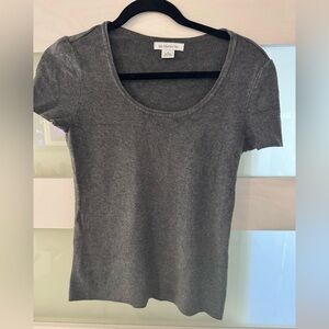 Liz Claiborne Gray Scoop Neck Short Sleeve Tee